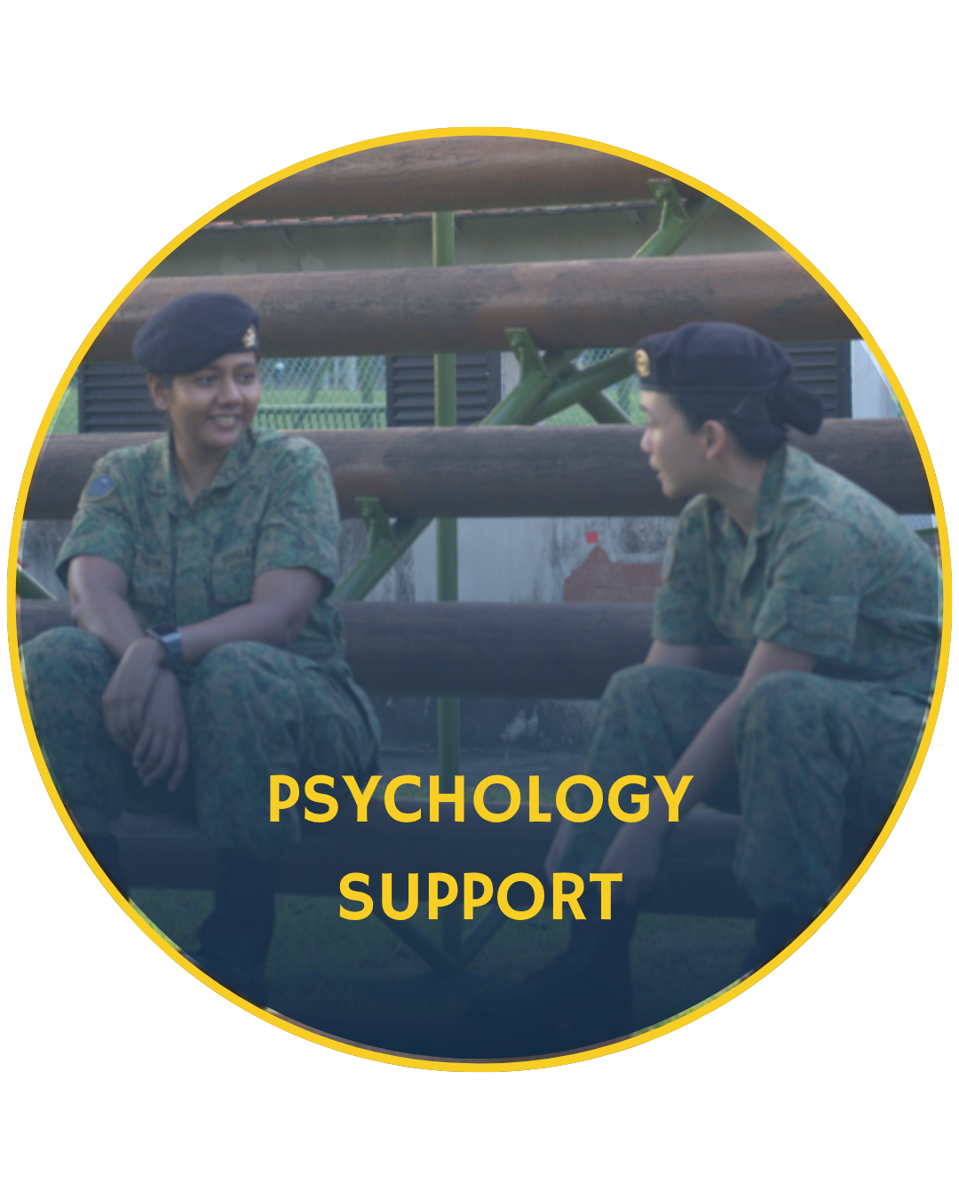 Military personnel having a counselling session.